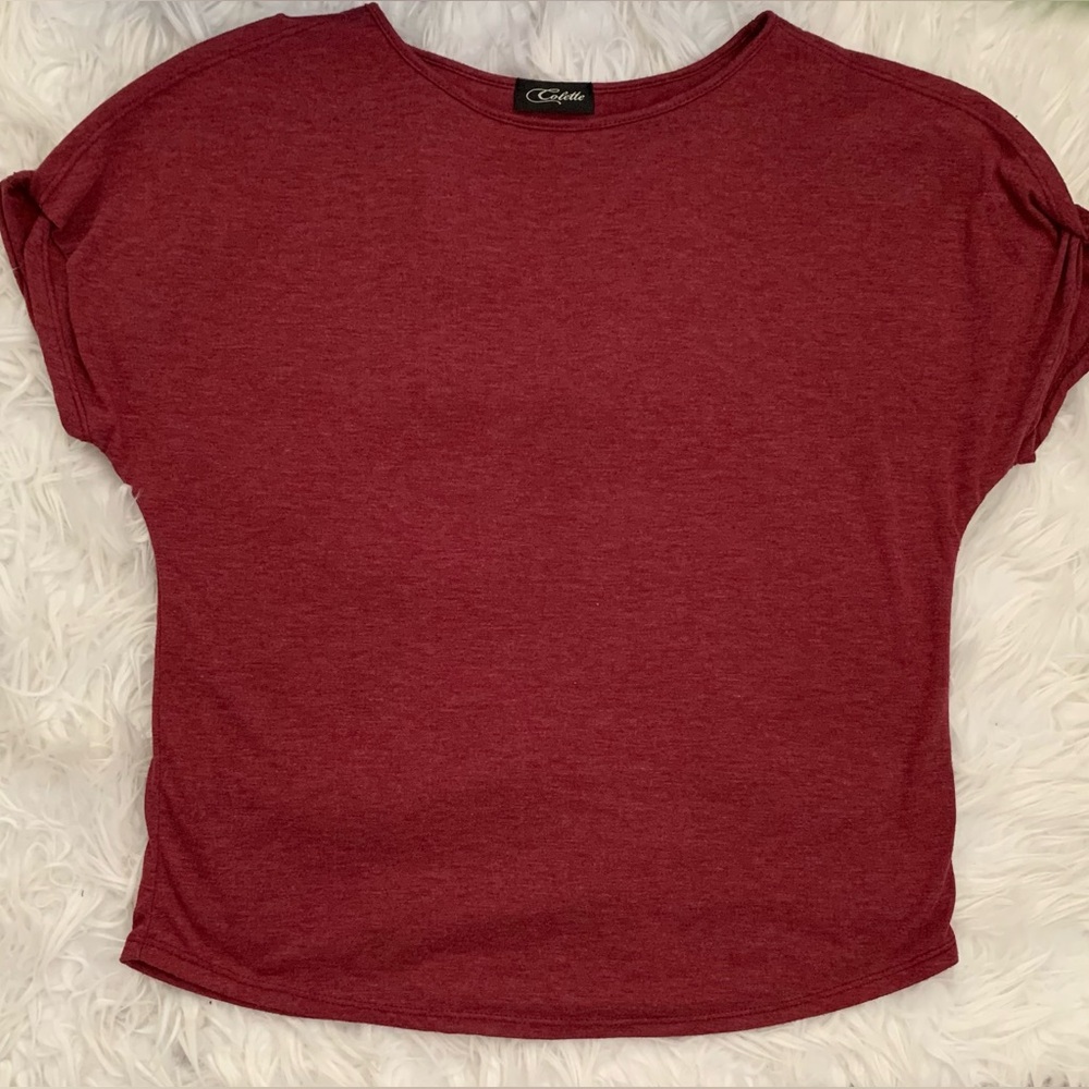 Collette Stitch Fix Women's Burgundy Cold Shoulder Top